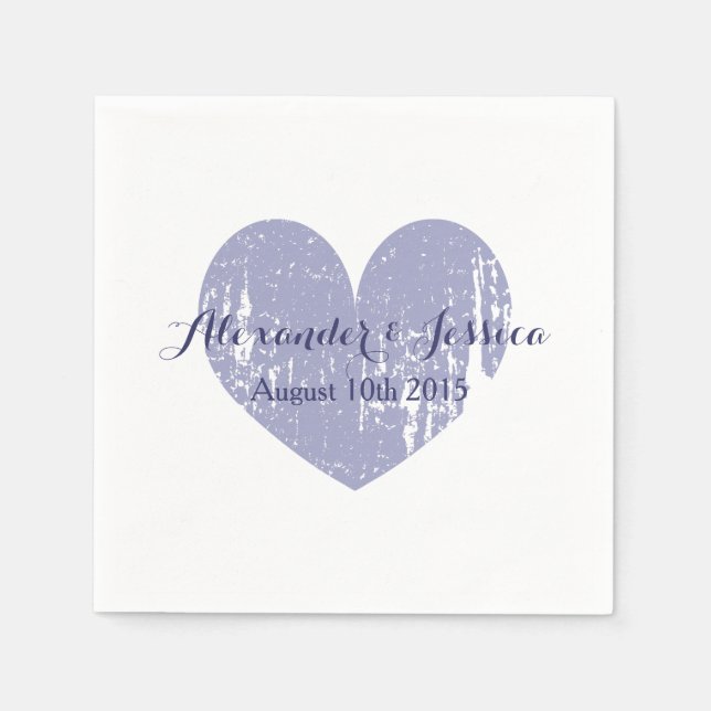 Personalized lavender purple heart wedding napkins (Front)