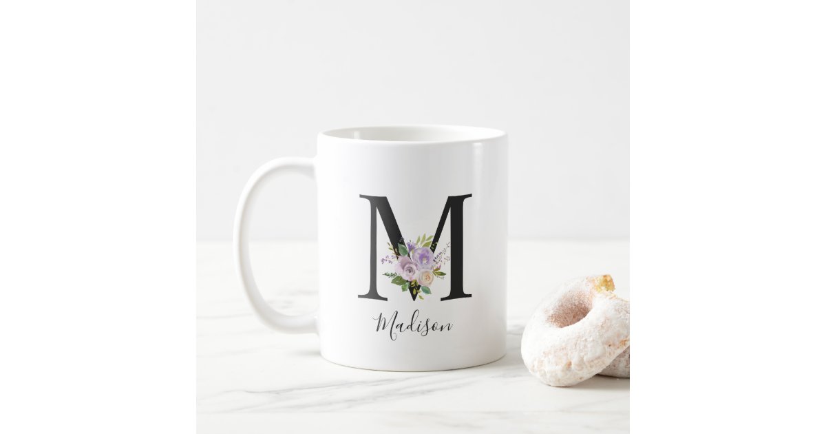 Monogrammed lavender mug, Personalized Gift