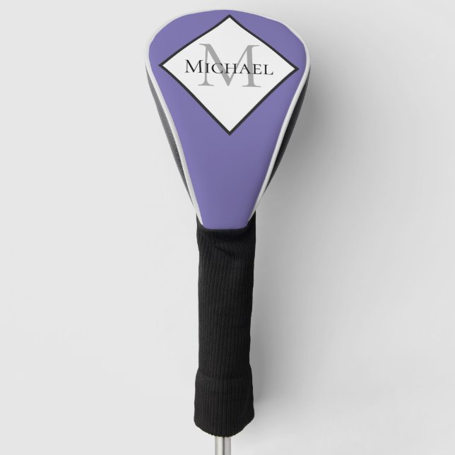 Personalized Lavender Purple Modern Monogram Name Golf Head Cover (Front)