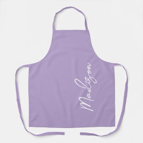 Personalized Lavender Purple Modern Script Womens Apron