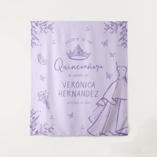Personalized Lavender Quinceañera Photo Backdrop