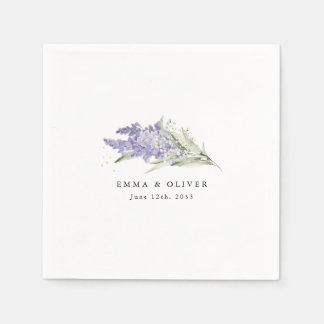 Personalized Lavender & Sage Green Floral Wedding Napkins