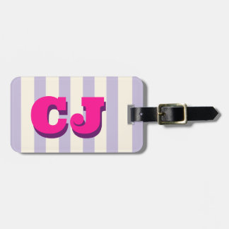 Personalized Lavender Stripe Monogram Custom Luggage Tag
