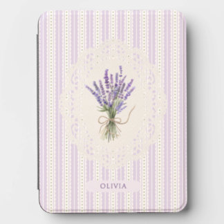 Personalized lavender stripes cottagecore kindle cover