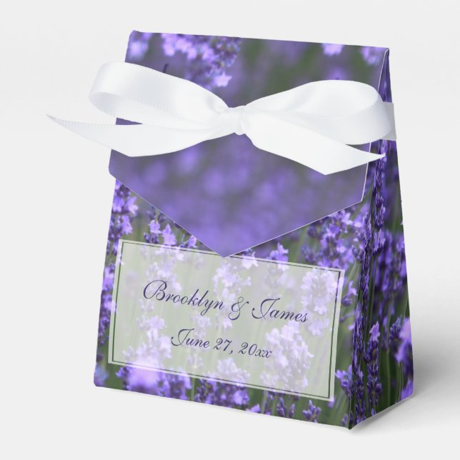 Personalized Lavender Wedding Favor Boxes (Front Side)