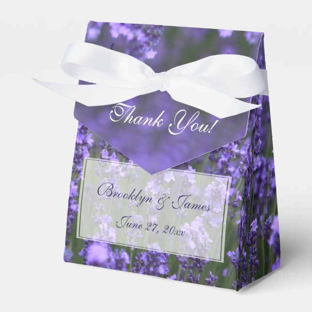 Personalized Lavender Wedding Favor Boxes (Front Side)