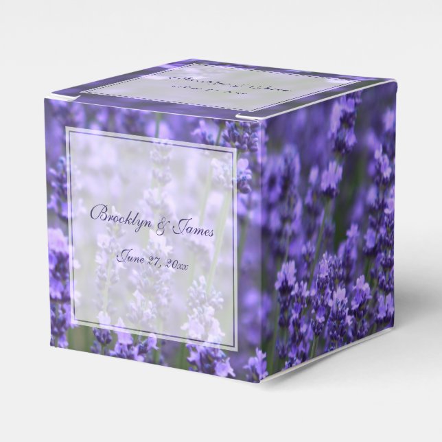 Personalized Lavender Wedding Favor Boxes (Front Side)