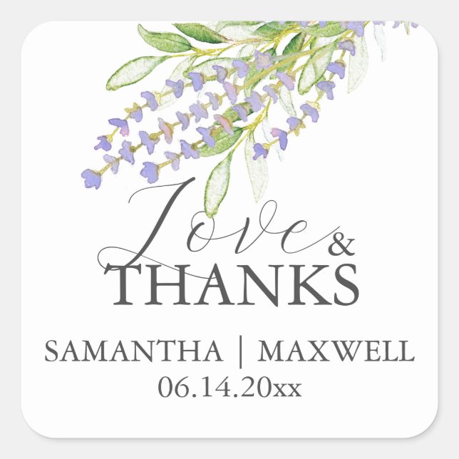 Personalized Lavender Wedding Favor Stickers (Front)