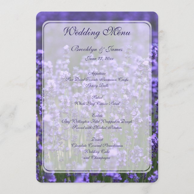 Personalized Lavender Wedding Menu (Front)