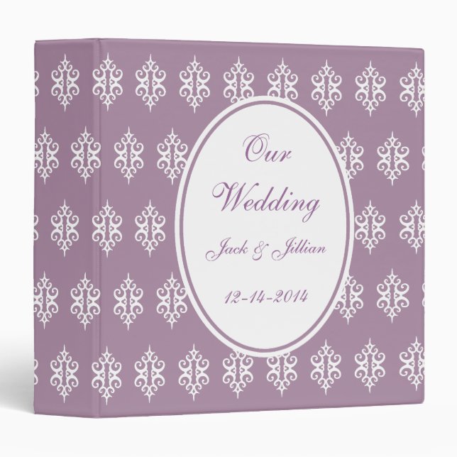 Personalized Lavender  Wedding Scrapbook 3 Ring Binder (Front/Spine)