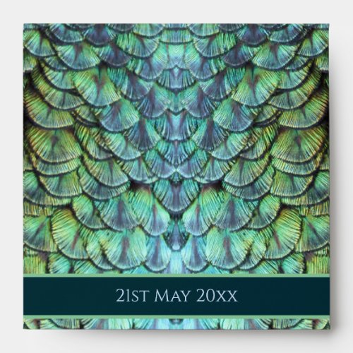 Personalized Lavish Peacock Feathers Wedding  Envelope