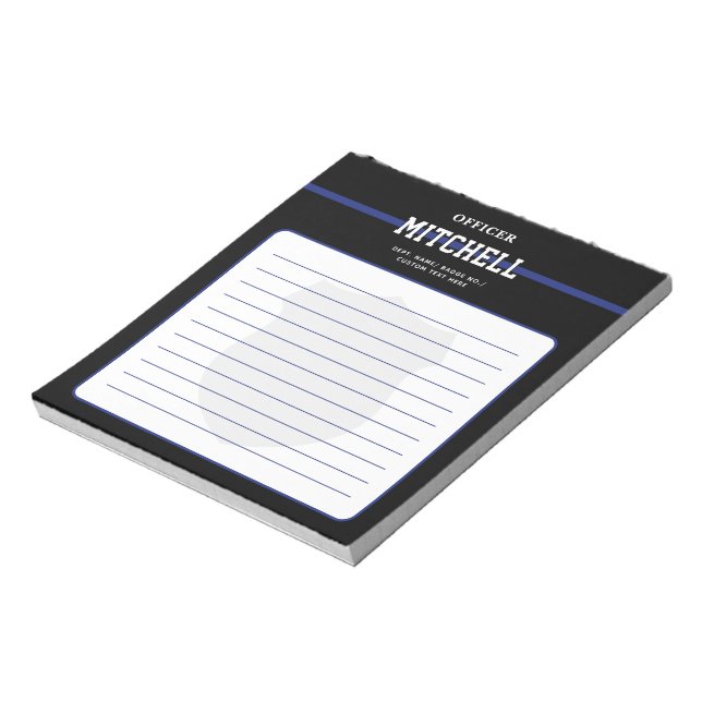 Personalized Law Enforcement Police Officer Lined Notepad (Rotated)