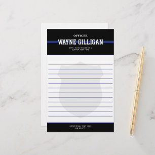 Personalized Law Enforcement Police Officer Stationery
