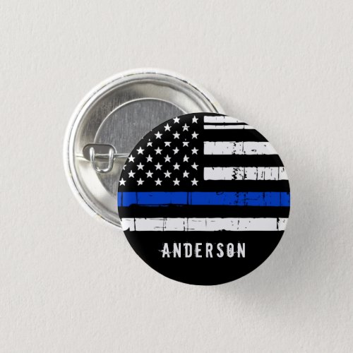 Personalized Law Enforcement Thin Blue Line Police Button