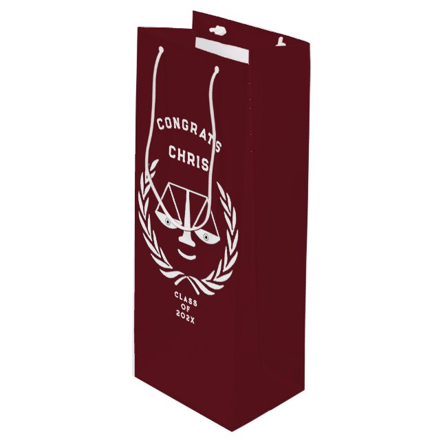 Personalized Law School Graduation Wine Gift Bag (Front Angled)