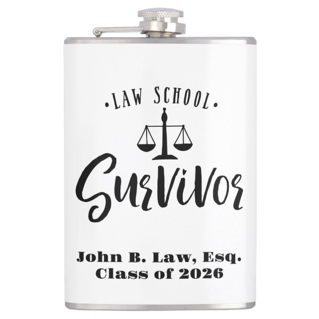 Personalized Law School Survivor Graduation Flask (Front)