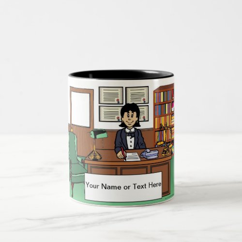 Personalized Lawyer Attorney _ Female Cartoon Two_Tone Coffee Mug