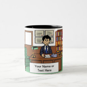Personalized Lawyer, Attorney - Male Cartoon Two-Tone Coffee Mug