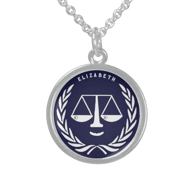 Personalized Lawyer Keepsake Gift Sterling Silver  Necklace (Front)