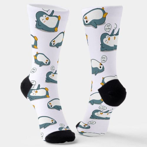 Personalized Lazy Cute Penguin pattern  Socks