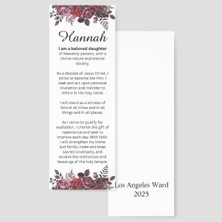 Personalized LDS Young Women Theme Bookmarks