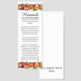Personalized LDS Young Women Theme ORANGE Bookmarks