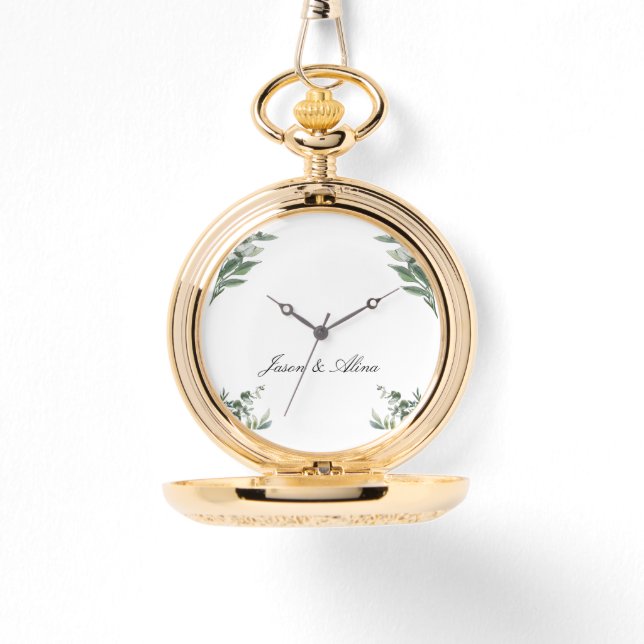 Personalized Leaf-Design Watch with Custom Names (Front)