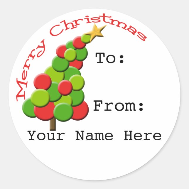 Personalized Leaning Tree Gift Tag Stickers (Front)