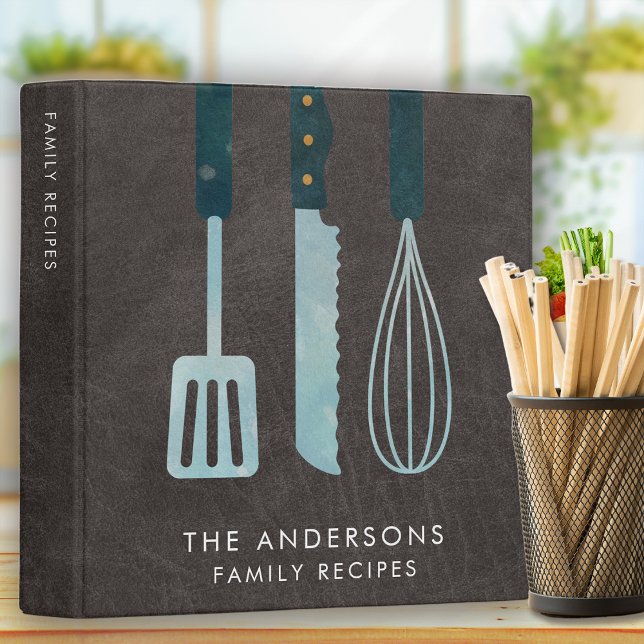 Personalized Leather Kitchen Utensils Recipe 3 Ring Binder (Creator Uploaded)