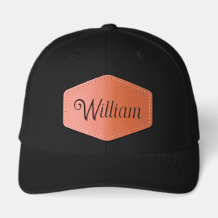 Personalized Leather Patch Trucker Hat,Custom Name Hat
