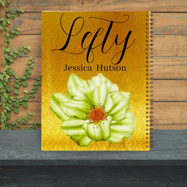 Personalized Left-Hand Gold Floral Name Gift Girls Notebook (Creator Uploaded)