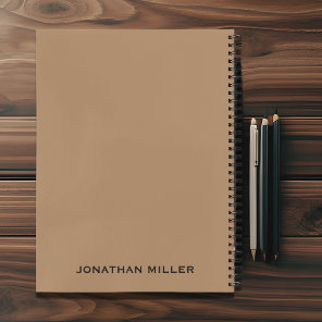 Personalized Left-Handed Tan Black Typography Notebook