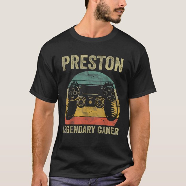 Personalized Legendary Gamer Preston Name Video Ga T-Shirt (Front)