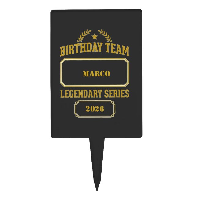 Personalized Legendary Series Gold  Birthday Cake Topper (Front)