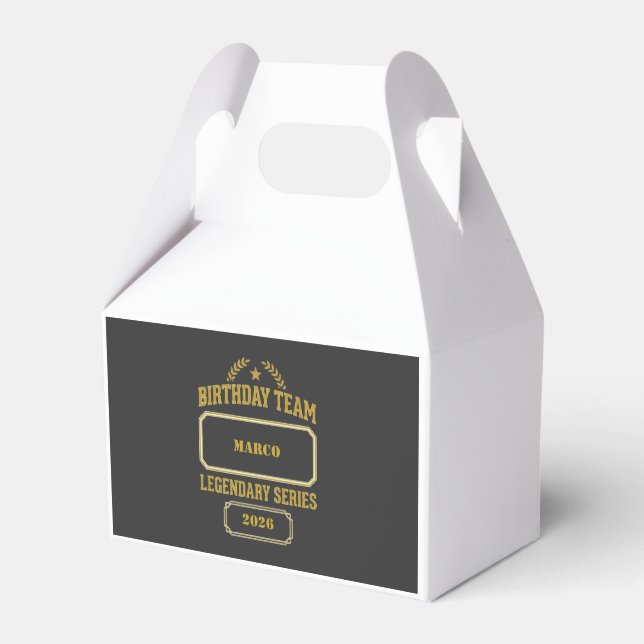 Personalized Legendary Series Gold  Birthday Favor Boxes (Front Side)