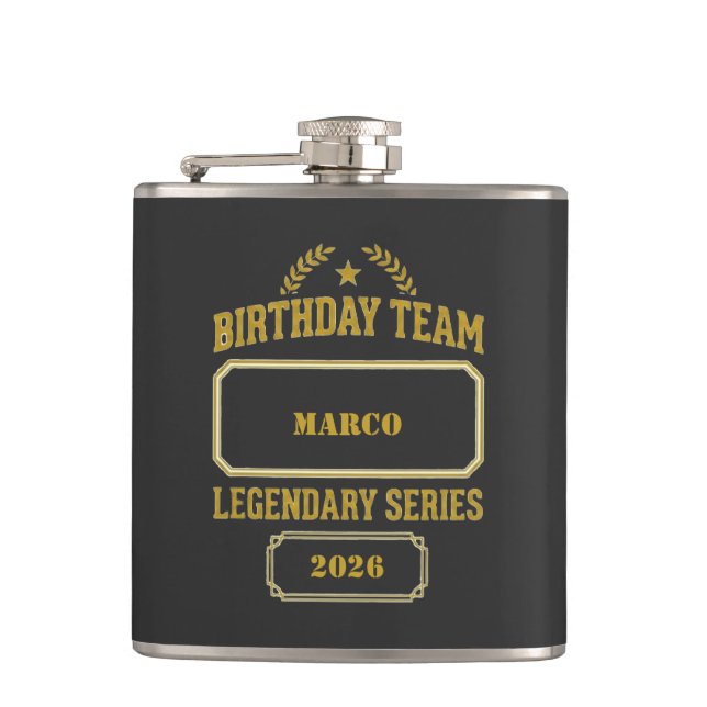 Personalized Legendary Series Gold  Birthday Flask (Front)