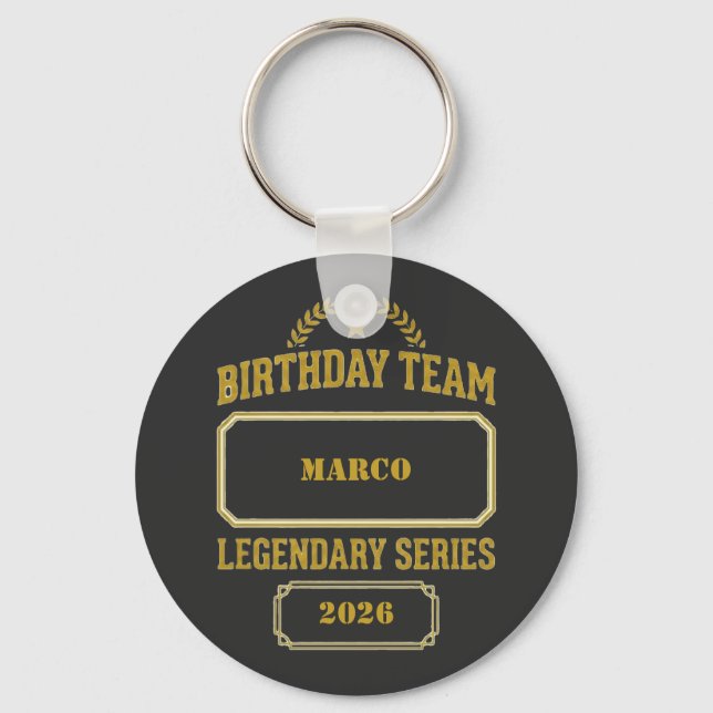 Personalized Legendary Series Gold  Birthday Keychain (Front)