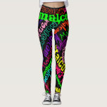 Personalized Leggings Custom Name<br><div class="desc">Obsession Leggings Design, name template collage. Insert name and watch them all change to the name or word you choose. Bright neon colors on black or create your own custom color scheme. I have many more products and merchandise available with this and similar designs to customize very unique gifts for...</div>