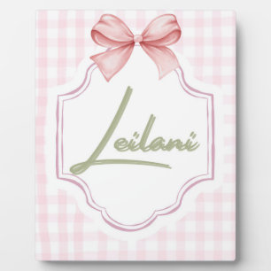 Personalized Leilani Baby Girl Nursery Gingham Plaque