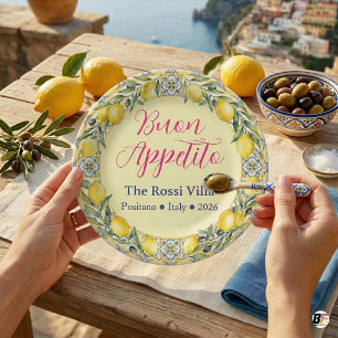 Personalized Lemon Amalfi Coast Italian Buon Appet Paper Plates