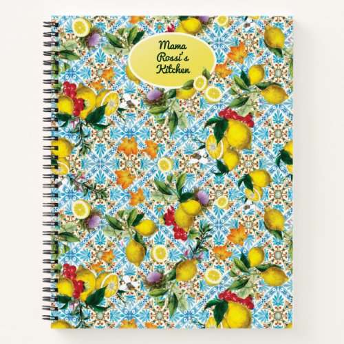 Personalized Lemon Baking Recipes Monogrammed Notebook