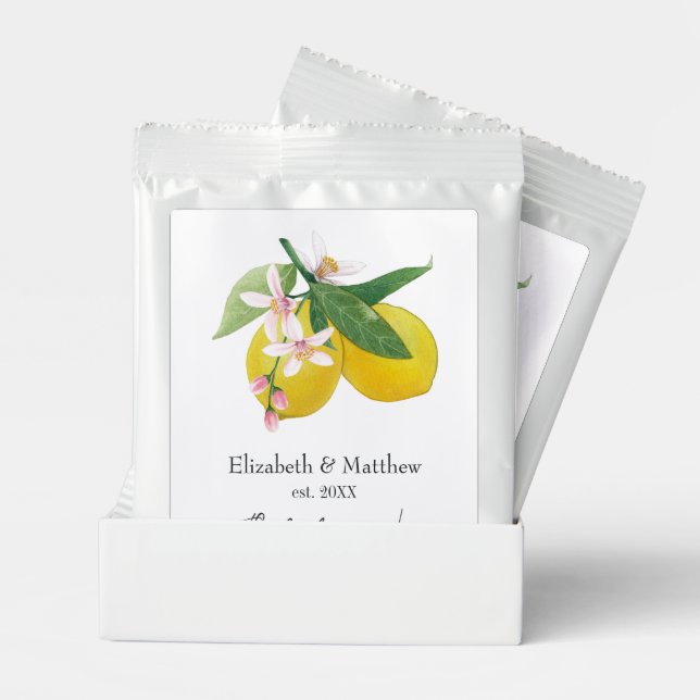Personalized Lemon Botanical Wedding Favor Margarita Drink Mix (Pair)