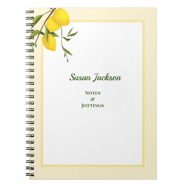 Personalized Lemon Citrus Botanical  Notebook (Front)