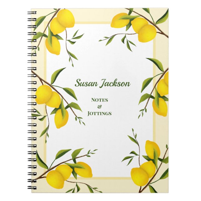 Personalized Lemon Citrus Botanical  Notebook (Front)