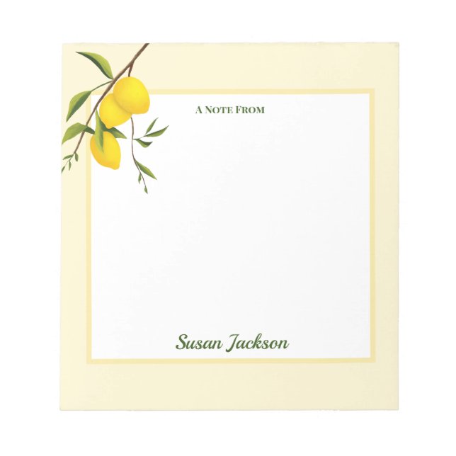 Personalized Lemon Citrus Botanical Notepad (Front)