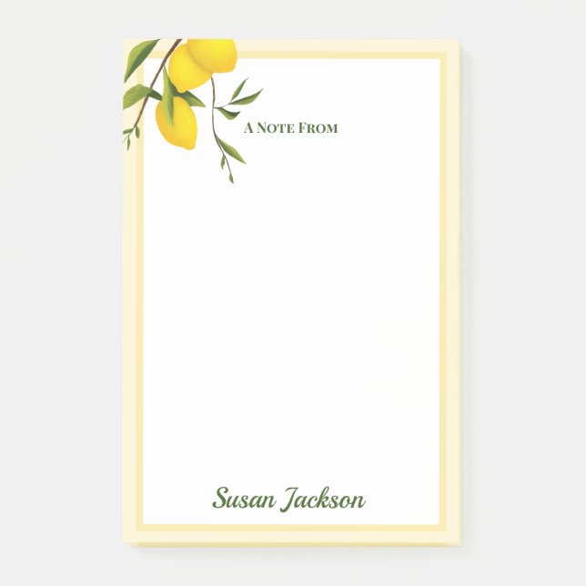 Personalized Lemon Citrus Botanical  Post-it Notes (Front)