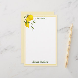Personalized Lemon Citrus Botanical Stationery
