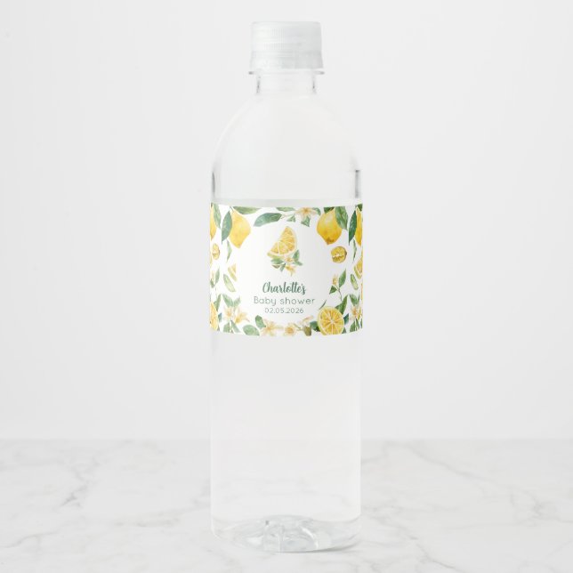Personalized Lemon Citrus Water Bottle Labels (Front)