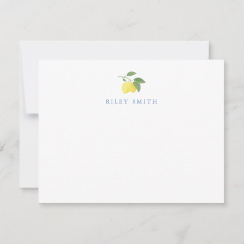 Personalized Lemon Flat Note Card