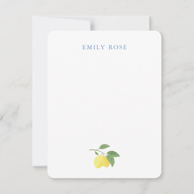 Personalized Lemon Flat Note Card (Front)